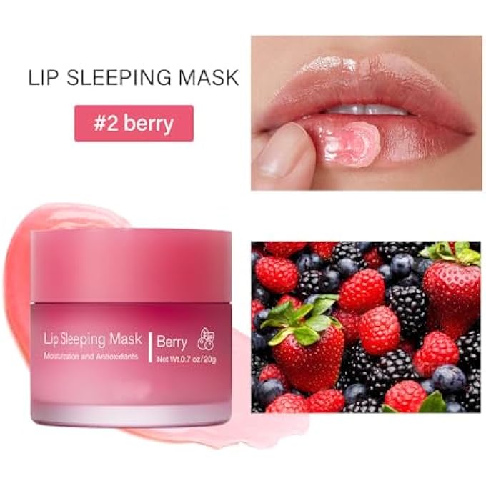 SWIUKPHE NOURISH HYDRATE SLEEPING LIP MASK, HYDRATE LIP MASK, LIP BALM, LIP OIL, LIP SKIN CARE, HYDRATING, MOISTURIZING LIP LINES NIGHT SLEEP ANTI-CHAPPED LIP CREAM, BERRY - Image 2